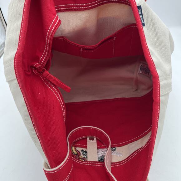 Lands End Christmas embroidered 2 Turtle Doves LARGE Canvas Tote Bag Zip Closei’ - Picture 3 of 15